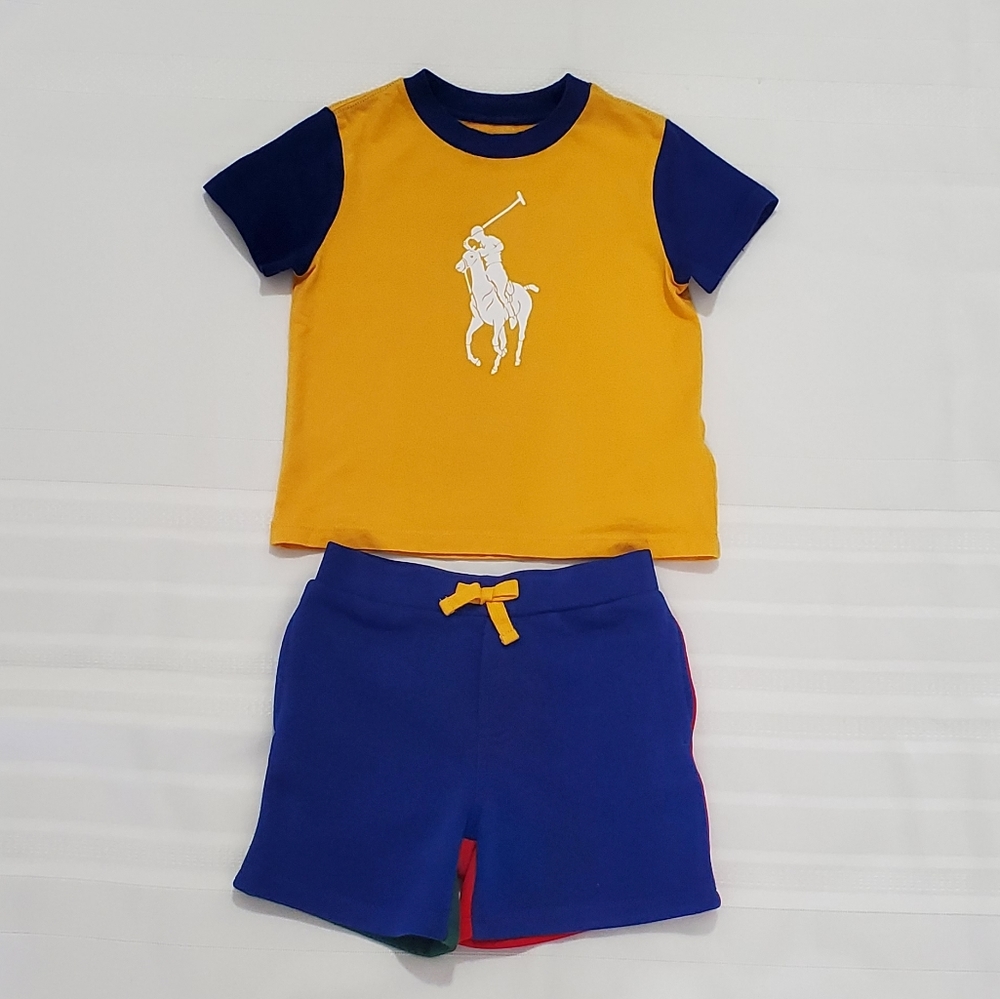 NWOT Ralph Lauren Yellow and Blue Baby Boy 2-Piece Set